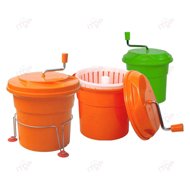 12l 25l Barrel Pp Plastic Manual Shaking Vegetable Fruit Drain Basket Salad Spinner Dryer Commercial Salad Spinner
