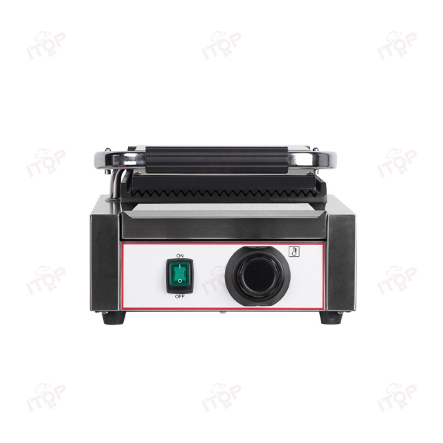 Single Head Jog Dial Panini Griller Sandwich Maker Flat Groove Contact Grill Commercial Griddle Machine