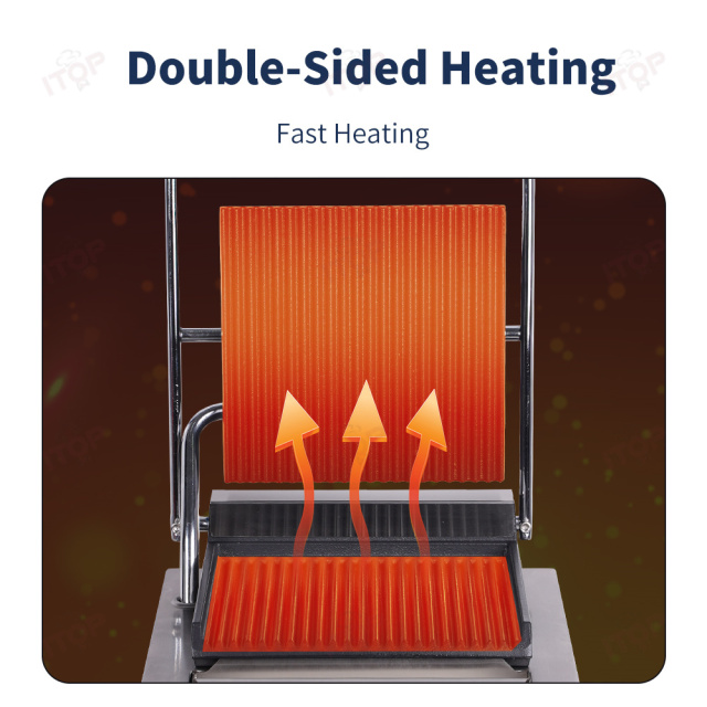 Single Head Jog Dial Panini Griller Sandwich Maker Flat Groove Contact Grill Commercial Griddle Machine