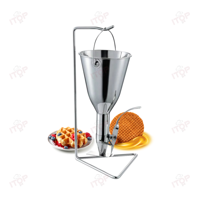 Stainless Steel Kitchen Pancake Batter Dispenser With Stand Pastr Confectionery Piston Funnel