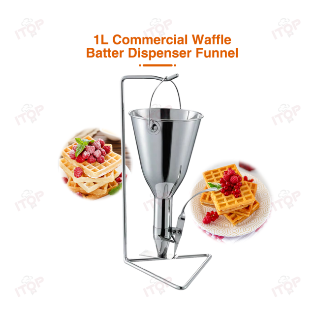Stainless Steel Kitchen Pancake Batter Dispenser With Stand Pastr Confectionery Piston Funnel