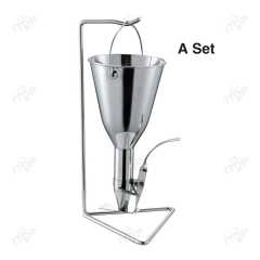 Stainless Steel Kitchen Pancake Batter Dispenser With Stand Pastr Confectionery Piston Funnel