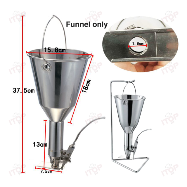 Stainless Steel Kitchen Pancake Batter Dispenser With Stand Pastr Confectionery Piston Funnel