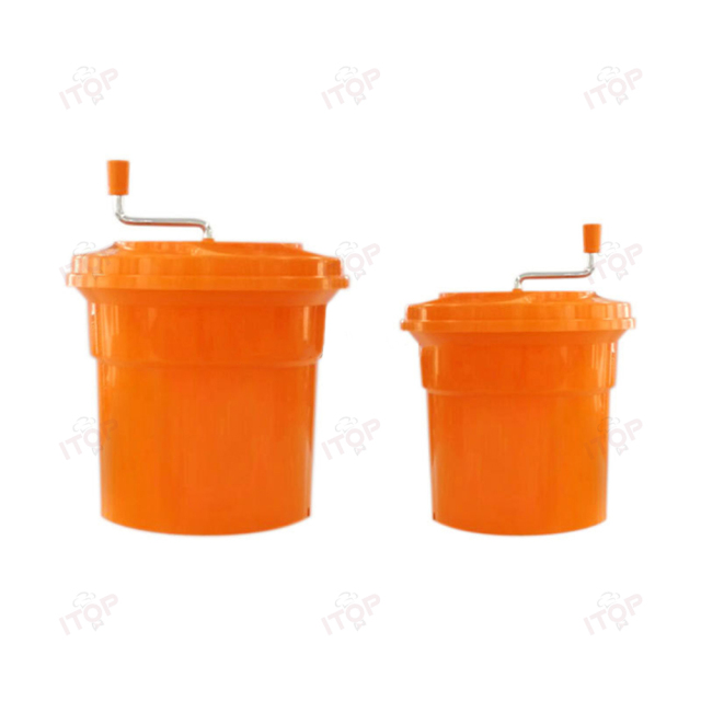 12l 25l Barrel Pp Plastic Manual Shaking Vegetable Fruit Drain Basket Salad Spinner Dryer Commercial Salad Spinner