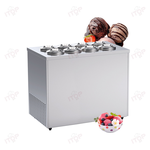 Continuous Pozzetti Gelato Ice Cream Display Freezer Showcase for Sale