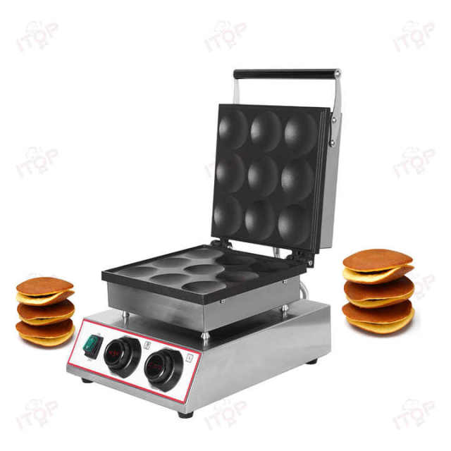 Digital Commercial Stainless Steel Dorayaki Pancake Maker Machine 9 Holes Poffertjes Grill Electric Pancake Waffle Baker