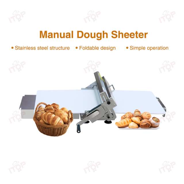 Stainless Steel Roller Manual Dough Sheeting Rolling Machine Croissant Pastry Bread Dough Sheeter