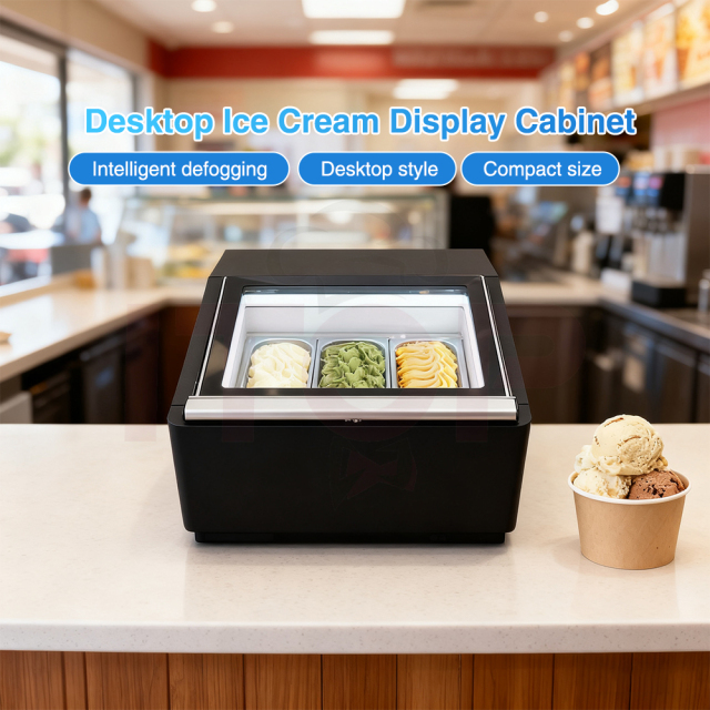 Portable Gelato Ice Cream Freezer Display Electric Countertop Hard Ice Cream Showcase Compressor Refrigerators
