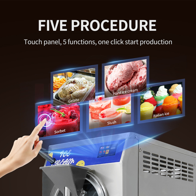 48l/H 60L/H 100L/H Gelato Hard Ice Cream Sorbet Italian Ice Slush 5 In 1 Maker Gelato Italian Hard Ice Cream Machine