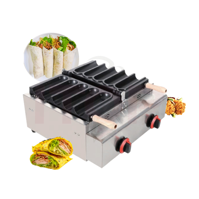 Commercial Gas Chicken 5 Five Wraps Toaster Barbecue Burrito Baker Machine Commercial Non-stick Chicken Burrito Heating Machine