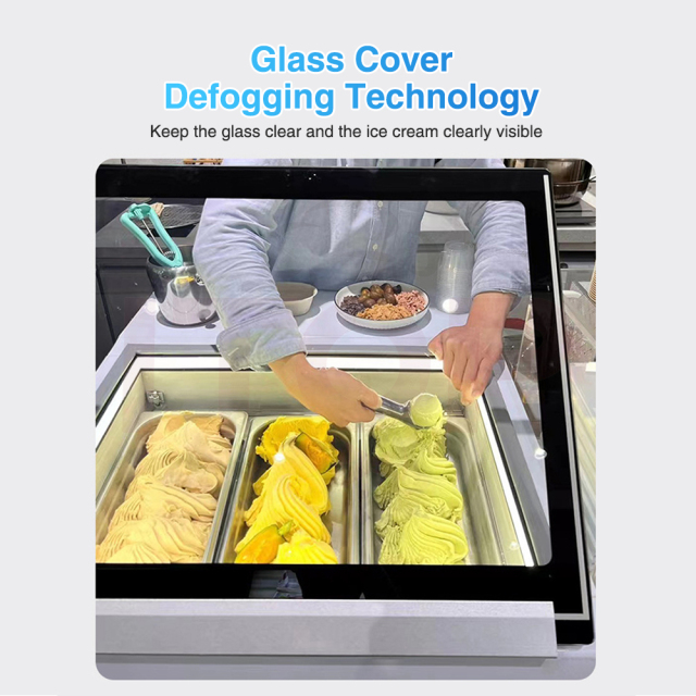 Portable Gelato Ice Cream Freezer Display Electric Countertop Hard Ice Cream Showcase Compressor Refrigerators