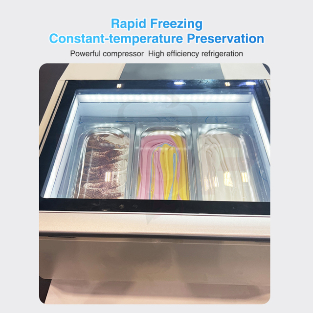 Portable Gelato Ice Cream Freezer Display Electric Countertop Hard Ice Cream Showcase Compressor Refrigerators