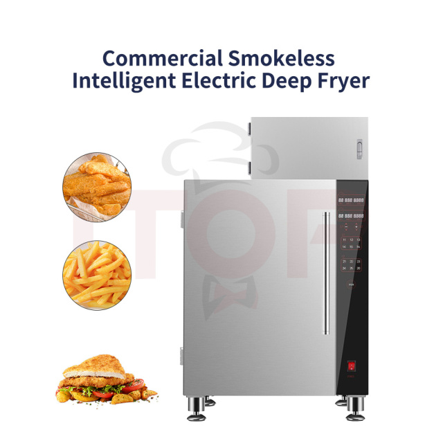 7.5l Commercial Intelligent Touchscreen Electric Deep Fryer With 6 Preset Programs 8-level Fume Purification