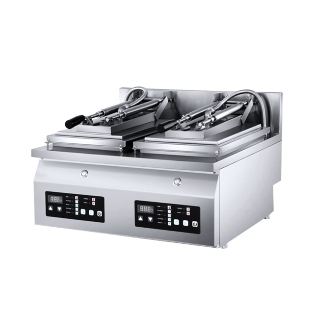 Intelligent Independent Control Double Pans Electrical Automatic Dumpling Gyoza Frying Machine Fried Dumpling Cooker
