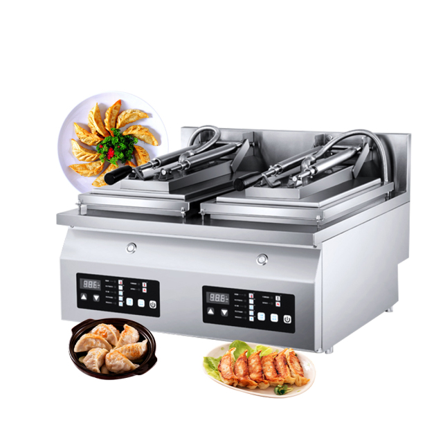 Intelligent Independent Control Double Pans Electrical Automatic Dumpling Gyoza Frying Machine Fried Dumpling Cooker