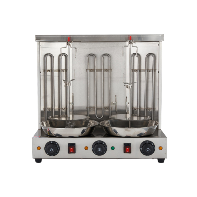 Electric 3-burner 2-Roller Counter-top Kebab Grill Machine Commercial Electric Shawarma Machine