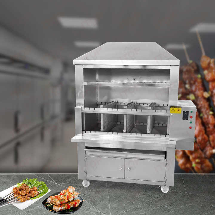 Hotel Restaurant Vertical Stainless Steel Commercial Automatic Meat Rotisserie Electric Bbq Barbecue Grill Machine