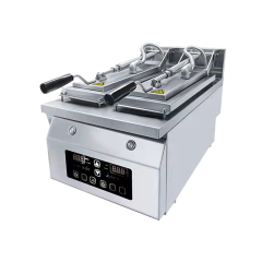 Dual Pans Adjustable Time And Temperature Fried Dumpling Machine Electrical Automatic Gyoza Frying Machine