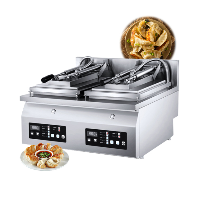 Intelligent Independent Control Double Pans Electrical Automatic Dumpling Gyoza Frying Machine Fried Dumpling Cooker