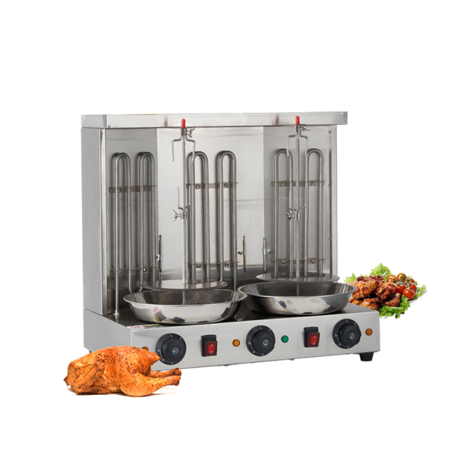 Electric 3-burner 2-Roller Counter-top Kebab Grill Machine Commercial Electric Shawarma Machine