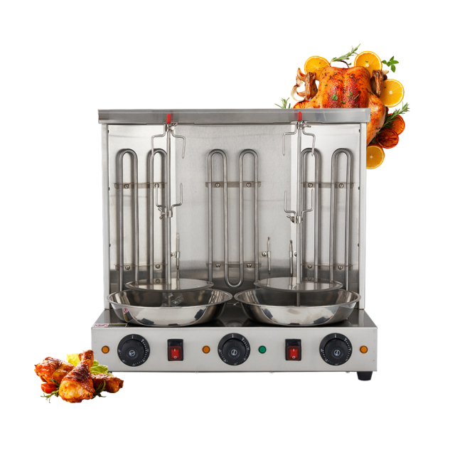 Electric 3-burner 2-Roller Counter-top Kebab Grill Machine Commercial Electric Shawarma Machine