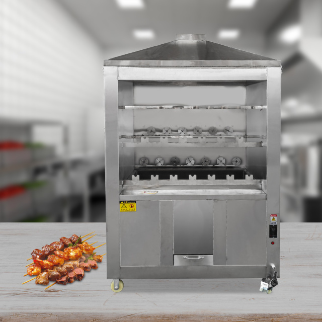 Restaurant Auto Flip Commercial Charcoal Type Brazilian Barbecue Grill Machine Bbq Grill With Electric Skewer Roller