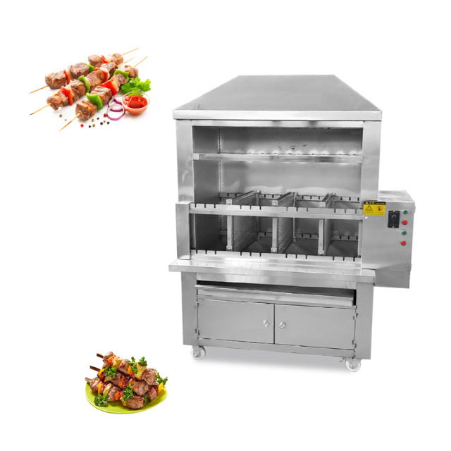 Hotel Restaurant Vertical Stainless Steel Commercial Automatic Meat Rotisserie Electric Bbq Barbecue Grill Machine