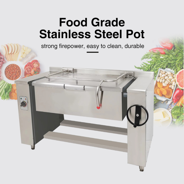 100L 145L Commercial Stainless Steel Tilting Bratt Pan Electric Tilting Flat Frying Cooking Pan