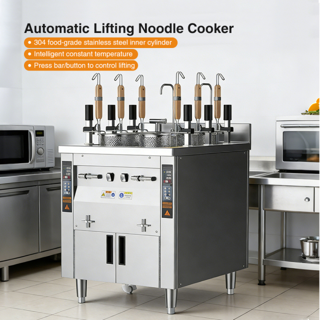 6 Holes Electric Instant Cooking Ramen Noodles Machine Stainless Steel Automatic Lift up Noodle Boiling Machine