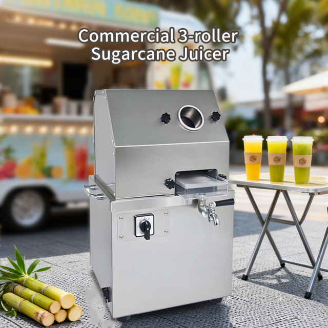Stainless Steel Sugar Cane Press Juicer Juice Machine 3 Rolls With Reverse Function Juice Yield Reach 70%