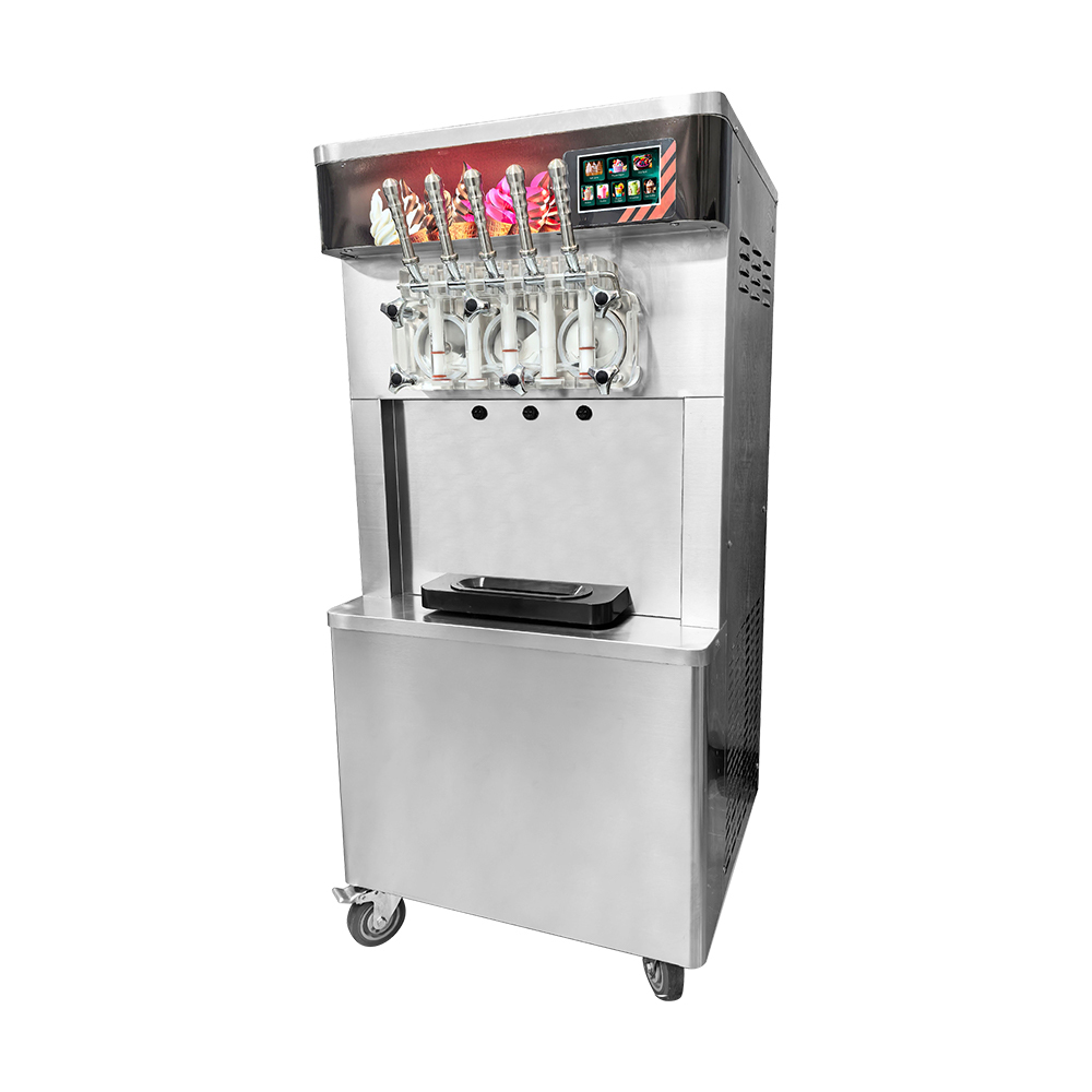 Standing Type 3+2 Flavors Commercial Soft Ice Cream Maker Stainless Steel Electric Frozen Yogurt Machine