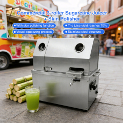 Sugarcane Juice Extracting 3 Rollers Sugar Cane Juicer Extractor Machine With Skin Polishing Function