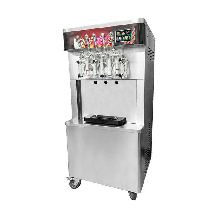 Standing Type 3+2 Flavors Commercial Soft Ice Cream Maker Stainless Steel Electric Frozen Yogurt Machine