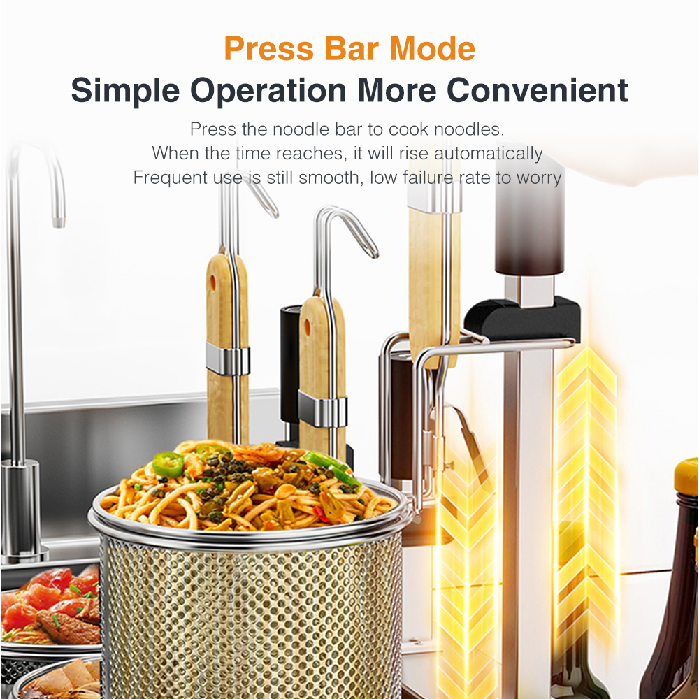 6 Holes Electric Instant Cooking Ramen Noodles Machine Stainless Steel Automatic Lift up Noodle Boiling Machine