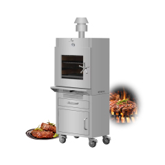 Commercial Santa Maria Argentina Grill High Temperature Up To 500 ℃ Outdoor Use Fruit Charcoal Bbq Oven With Cabinet