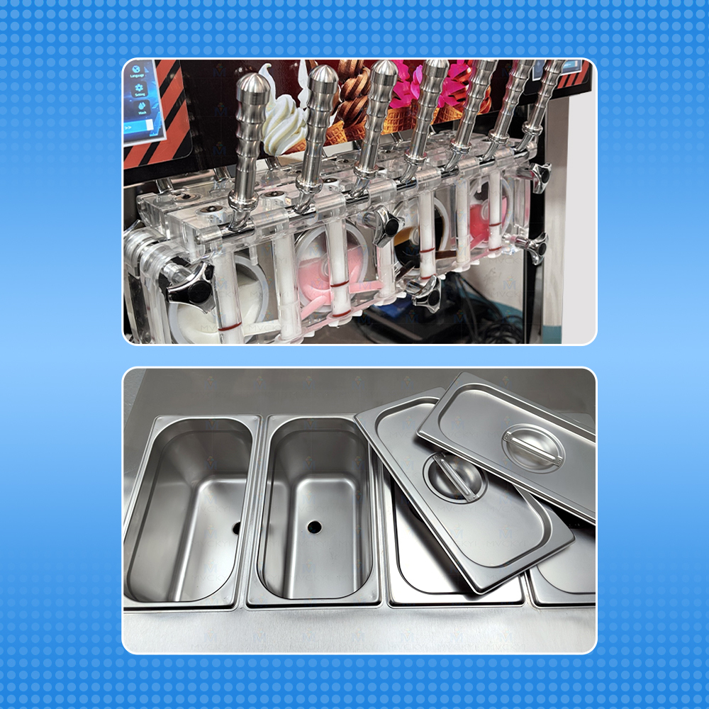 Standing Type 3+2 Flavors Commercial Soft Ice Cream Maker Stainless Steel Electric Frozen Yogurt Machine