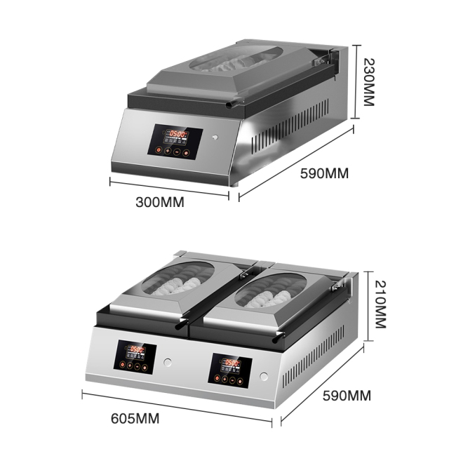 Automatic Cast Iron Japanese-Style Fried Dumpling Machine Double-Head Bun Frying Pan