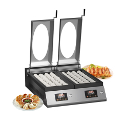 Automatic Cast Iron Japanese-Style Fried Dumpling Machine Double-Head Bun Frying Pan