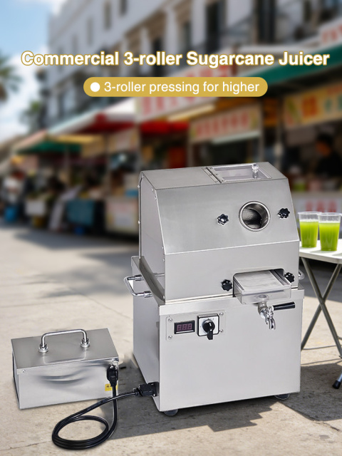 Stainless Steel Electric Sugarcane Juicer Machine Commercial Plug-in +battery Dual-use Type Sugar Cane Crusher