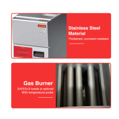 Ce 2 Tanks 3+3 Burners Stainless Steel Gas Deep Fryer 28l*2 Commercial Potato Chips Frying Machine With Oil Discharge Device