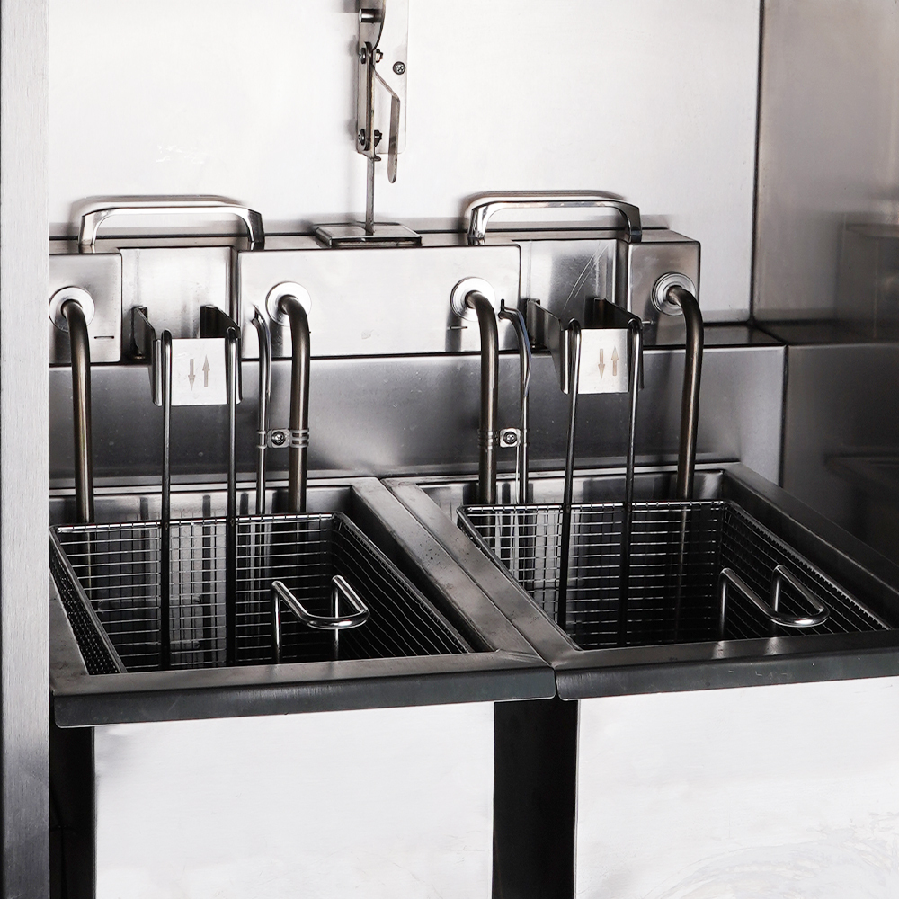 5-level Oil Fume Purification Indoor Shopping Mall Use Countertop Intelligent Smokeless Closed Deep Fryer 7.5l*2