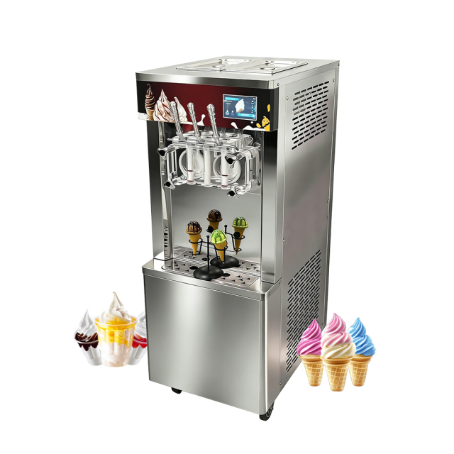 8 Programs 3-flavor Soft Ice Cream Machine Frozen Yogurt Acai Bowl Gelato Frozen Cocktails Smoothies Maker 30l/h