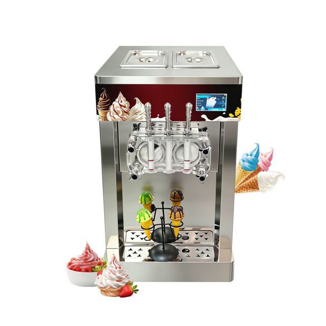 30l/h Soft Ice Cream Machine 3 Flavors Sundae Acai Bowl Maquina De Helado Frozen Cocktails Smoothies Maker
