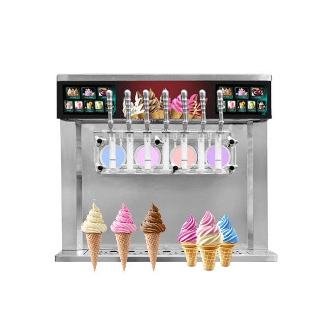 8 Programs Soft Serve Ice Cream Making Machine 7 Flavor 4+3 Mixed Built-in Air Pump+keep Fresh System