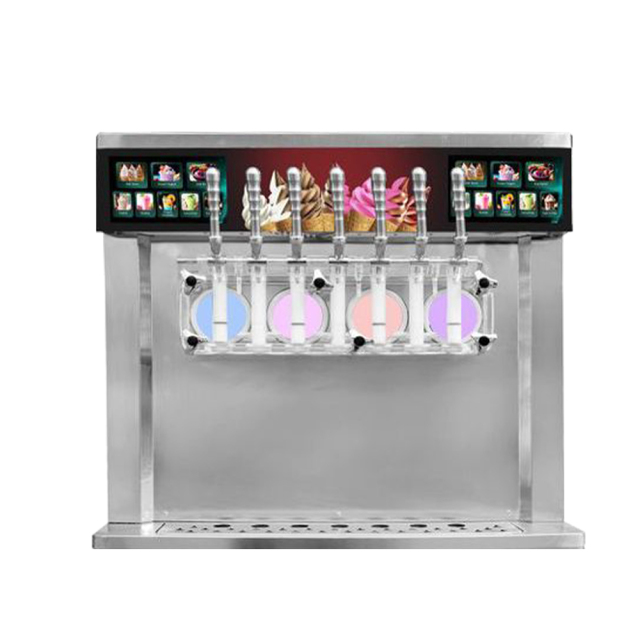 8 Programs Soft Serve Ice Cream Making Machine 7 Flavor 4+3 Mixed Built-in Air Pump+keep Fresh System