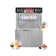 65l/h Electrical Automatic Vertical 7-head Mixed Flavor Soft Ice Cream Machine