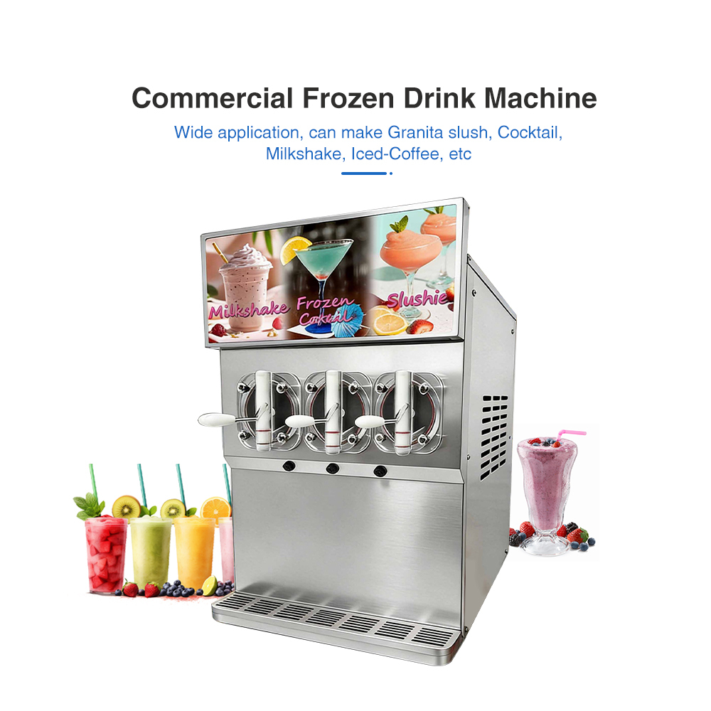120l/h Iced-coffee Frozen Drink Maker 3 Tanks Commercial Slushy Smoothie Frozen Alcohol slushie Slush Machine