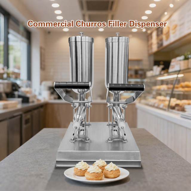 304 Stainless Steel 5L*2 Capacity Manual Croissant Pastry Doughnut Churro Filler Donut Churros Filling Machine