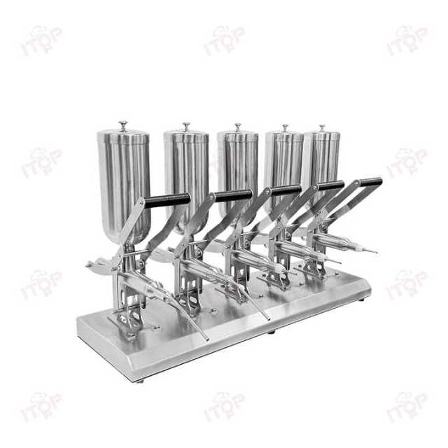 304 Stainless Steel 5l*5 Manual Churro Filler Donut Churros Filling Machine for Sale