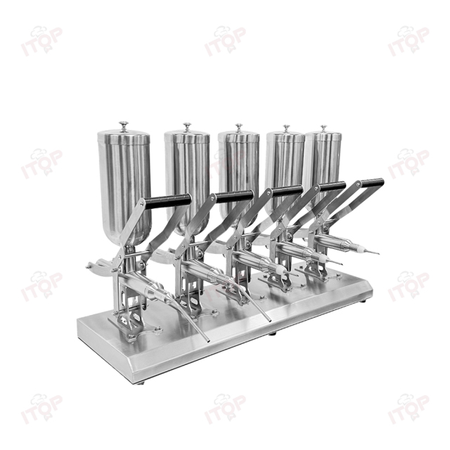 304 Stainless Steel 5l*5 Manual Churro Filler Donut Churros Filling Machine for Sale